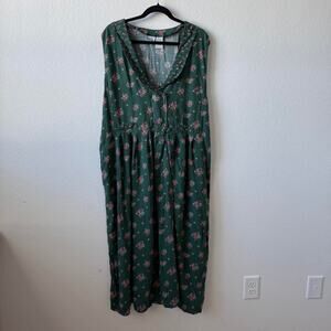Vintage green floral maxi dress